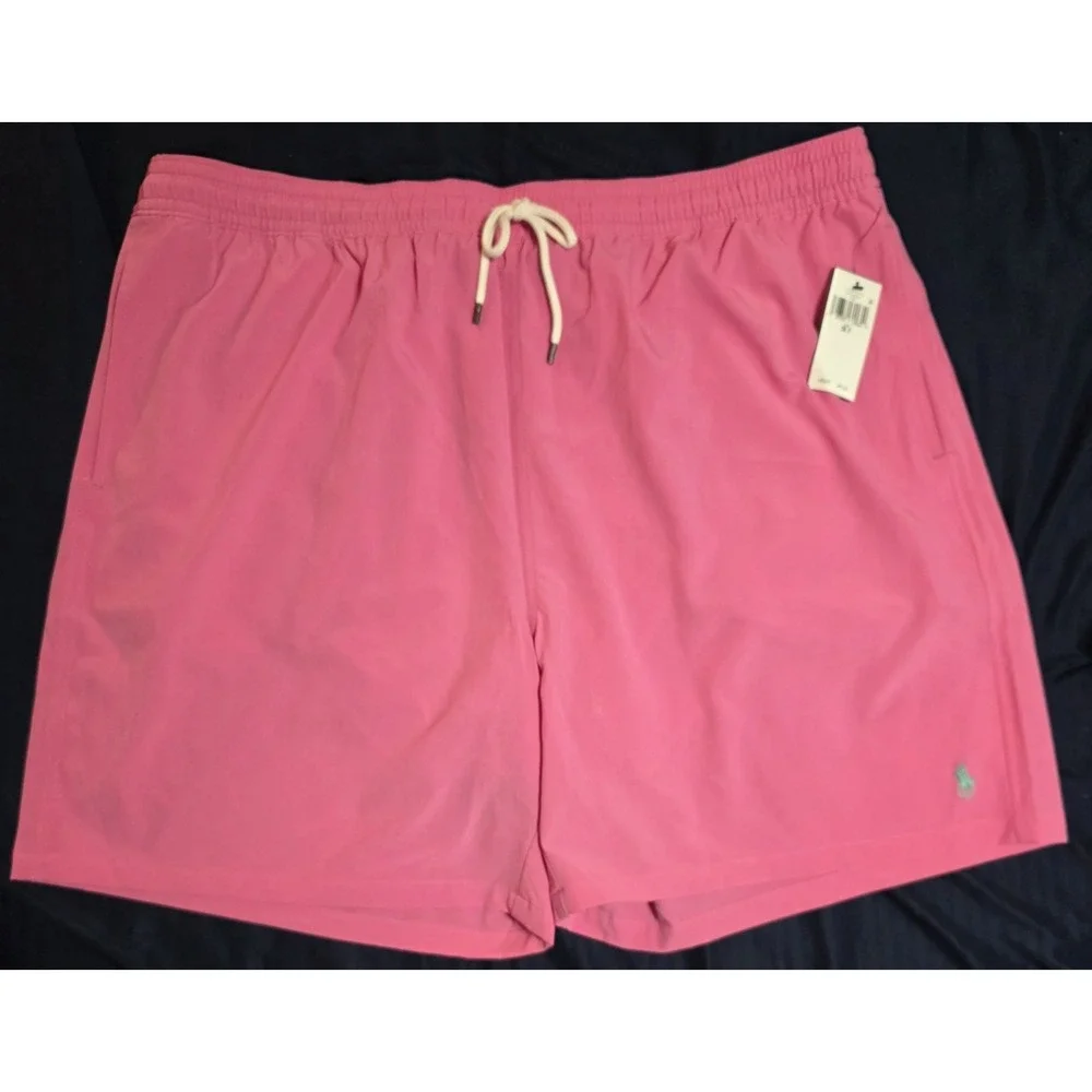 Polo Ralph Lauren Pink Traveler Stretch Swim Trunks Board Shorts Men's Size 3XLT